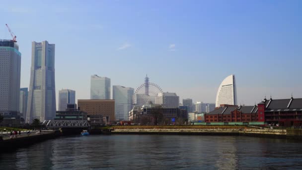 Yokohama Japan März 2019 Skyline Von Minatomirai Blick Von Der — Stockvideo