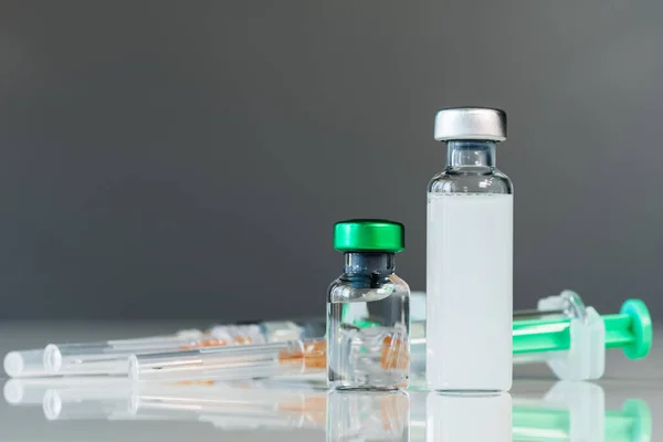 Vaccine Bottle Syringe Injection Medicine — Stock Photo, Image