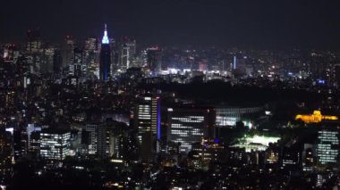 Tokyo şehrinin gece hava manzarası, Japonya