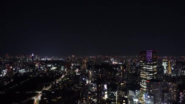 Panning Shot Tokyo City Night Japan — Stock video