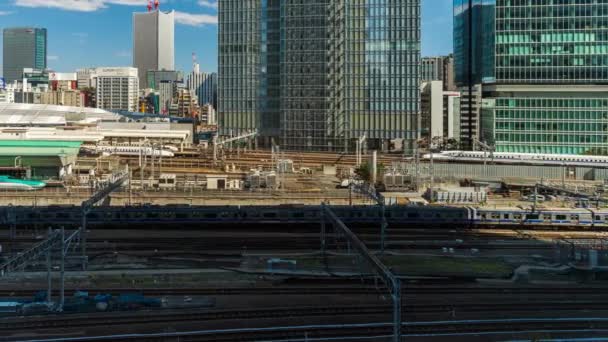 Tokyo Japan Marca 2019 Upływ Czasu Pociągu Zbliżającego Się Dworca — Wideo stockowe