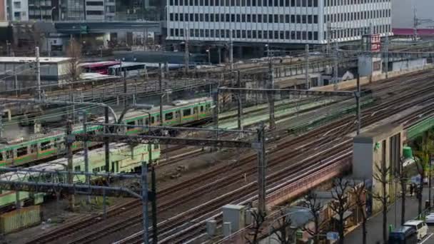 Tokio Japan Března 2019 Časový Odstup Vlaku Přijíždějícího Tokijského Nádraží — Stock video