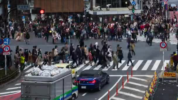 Tokyo Japan Maart 2019 Dag Tot Nacht Oversteken Van Mensen — Stockvideo