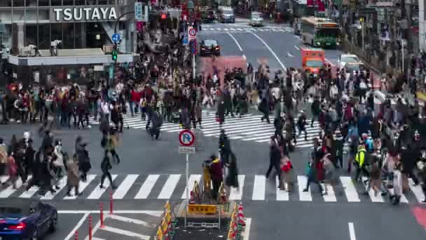 Tokio Japan März 2019 Tag Und Nacht Drängen Sich Menschen — Stockvideo