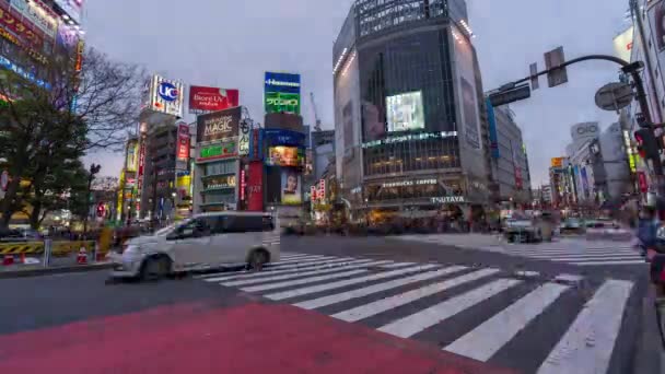 Tokyo Japan March 2019 Day Night Time Lapse People Cars — Stock Video