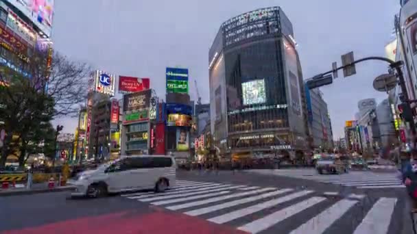 Tokyo Japan March 2019 Day Night Time Lapse People Cars — Stock Video