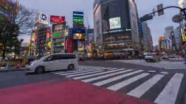 Tokyo Japan Maart 2019 Dag Tot Nacht Oversteken Van Mensen — Stockvideo