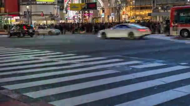 Tokio Japan März 2019 Nachts Drängen Sich Menschen Und Autos — Stockvideo