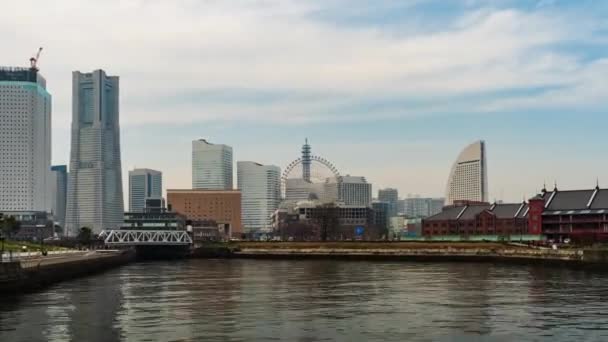 Yokohama Japan March 2019 Minatomirai 요코하마 만에서 바라본 — 비디오