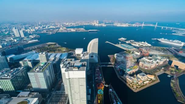 Japonya Nın Minato Mirai Liman Bölgesinde Yokohama Şehri Nin Zaman — Stok video