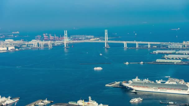 Japonya Daki Yokohama Körfezi Köprüsü Nün Zaman Aşımı — Stok video