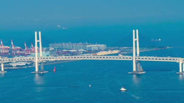 Upływ Czasu Yokohama Bay Bridge Japonii — Wideo stockowe