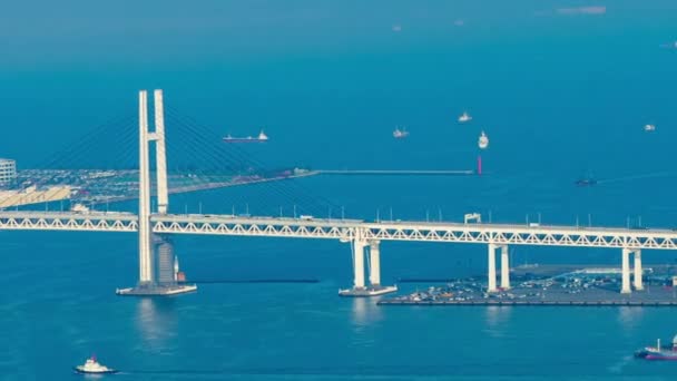 Time Lapse Yokohama Bay Bridge Στην Ιαπωνία — Αρχείο Βίντεο