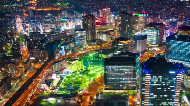 Waktu Selang Dari Yokohama Cityscape Malam Hari Jepang — Stok Video