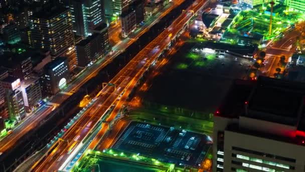 Yokohama Japón Marzo 2019 Lapso Tiempo Tráfico Vista Nocturna Ciudad — Vídeo de stock