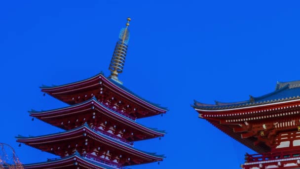 Natt Till Dag Tid Förflutit Pagoda Sensoji Temple Med Himmel — Stockvideo