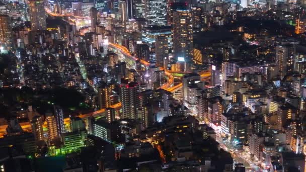 Time Lapse Van Metropolitan Expressway Kruising Weg Stad Nachts Tokio — Stockvideo