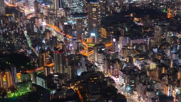 Time Lapse Van Metropolitan Expressway Kruising Weg Stad Nachts Tokio — Stockvideo