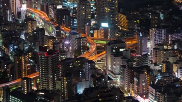 Időeltolódás Metropolitan Autópálya Kereszteződésénél Éjszaka Tokió Japán — Stock videók