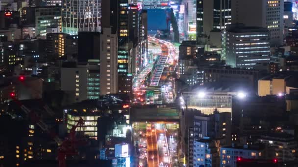Zeitraffer Der Metropolitan Expressway Shibuya Line Und Stadt Bei Nacht — Stockvideo
