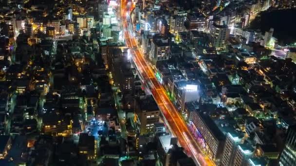 Zeitraffer Der Metropolitan Expressway Shibuya Line Und Stadt Bei Nacht — Stockvideo