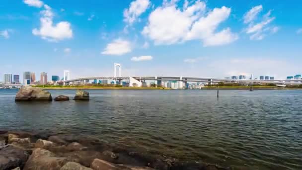 Lapso Tempo Ponte Arco Íris Odaiba Tóquio Japão — Vídeo de Stock