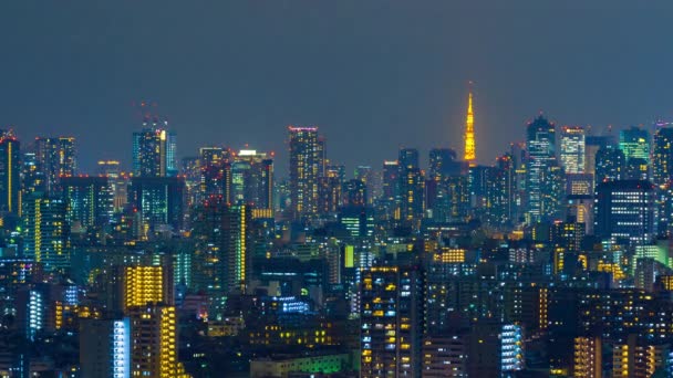 夜の東京の街並みのタイムラプス — ストック動画