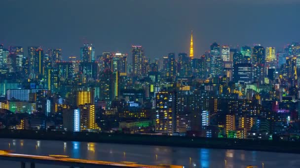 Tid Förflutit För Tokyo Stadsbild Natten Japan — Stockvideo