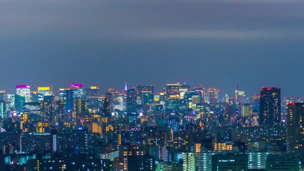 夜の東京の街並みのタイムラプス — ストック動画