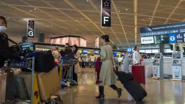 Tóquio Japão Março 2019 Lapso Tempo Dos Passageiros Caminham Pelo — Vídeo de Stock