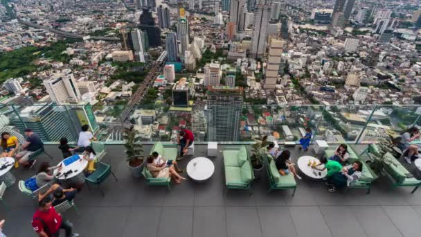 Bangkok Thailand Jul 2019 Time Lapse Unidentified People Panoramic View — Stock Video