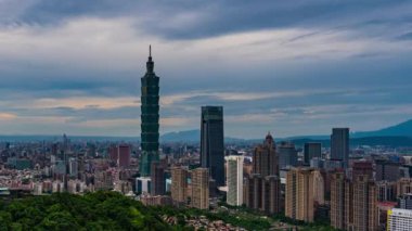 Taipei, Tayvan 'da şehir manzarasının gün be gece gecikmesi