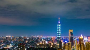 Taipei, Tayvan 'da şehir gece görüşünün zaman aşımı