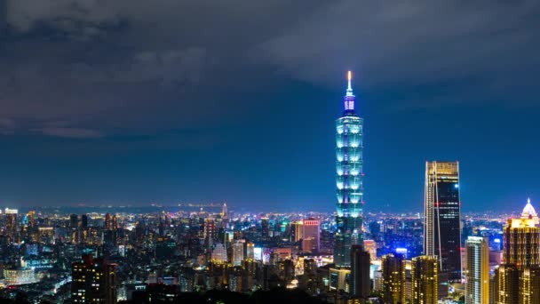 Time Lapse City Night View Taipei Taiwan — Stock video
