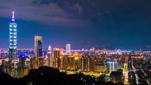 Time Lapse City Night View Taipei Taiwan — Stock Video