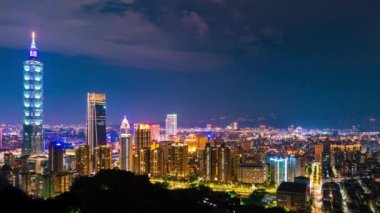 Taipei, Tayvan 'da şehir gece görüşünün zaman aşımı