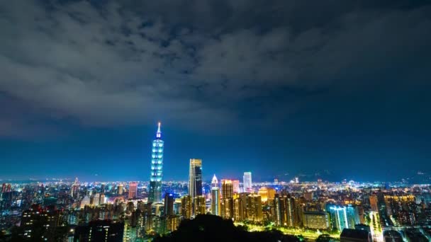 Time Lapse City Night View Taipei Taiwan — Stock video