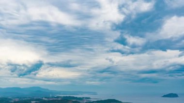 Çin 'in doğusundaki limanda zaman aşımı. Jiufen, Tayvan manzaralı.
