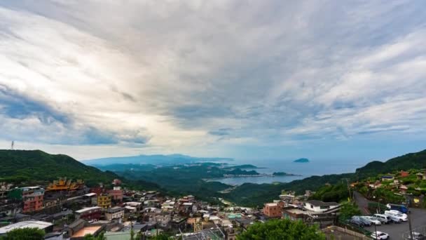 Jiufen Köyünde Dağ Doğu Çin Denizi Tayvan — Stok video