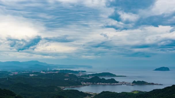 Tid Förflutit Hamnen Östra Kina Havet Utsikt Från Jiufen Taiwan — Stockvideo