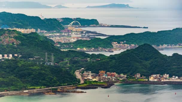 Tid Förflutit Hamnen Östra Kina Havet Utsikt Från Jiufen Taiwan — Stockvideo