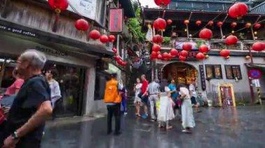 Jiufen, Tayvan 10 Haziran 2019: Tanımlanamayan insanların tarihi New Taipei, Tayvan 'daki Jiufen' in eski bir kasabasını ziyaret etti..
