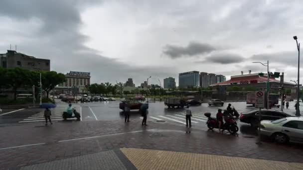 Taipei Taiwan June 2019 Time Lapse Urban Life Falling Rain — Stock Video