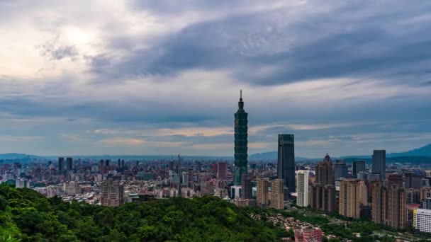 Dia Noite Lapso Tempo Vista Cidade Taipei Taiwan — Vídeo de Stock