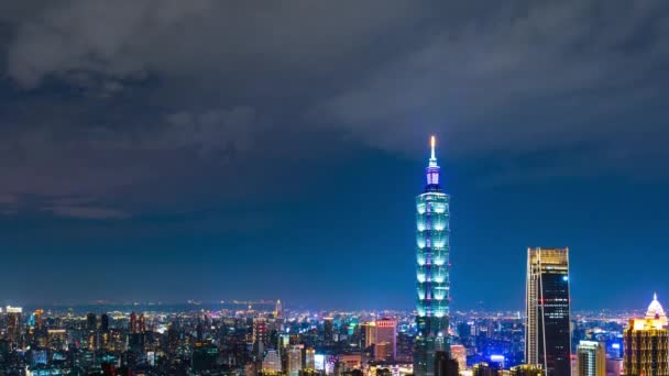 Time Lapse City Night View Taipei Taiwan — Stock Video