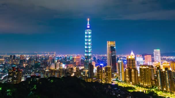 Time Lapse City Night View Tajpej Tajwan — Wideo stockowe