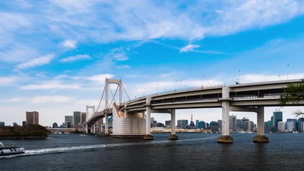 Lapso Tiempo Del Puente Rainbow Odaiba Tokio Japón — Vídeos de Stock