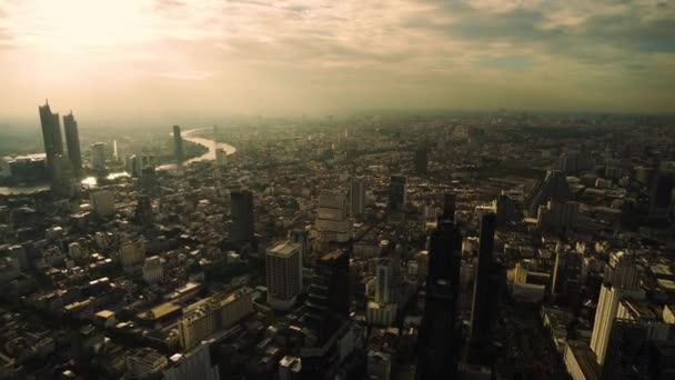 Vista Ciudad Bangkok Con Luz Del Sol Noche Tailandia — Vídeo de stock