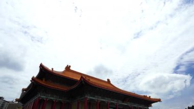 panning shot of National Theater Hall of Chiang Kai-Shek Memorial Hall in Taipei, Taiwan. the famous landmark with popular travel of tourists visiting Taiwan.