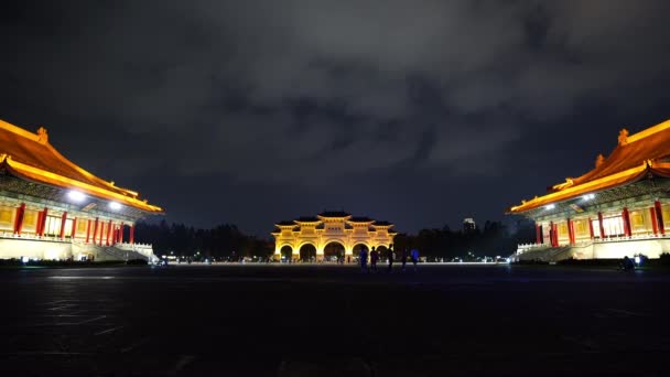 Liberty Square Chiang Kai Shek Memorial Hall Night Taipei Taiwan — Vídeo de Stock